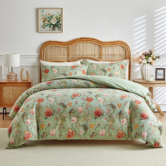 Vintage Floral Brushed Bedding Set
