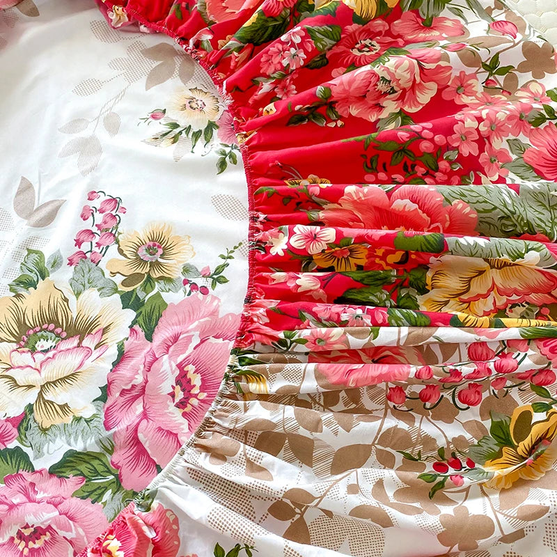 Elegant Botanical Reactive Print Fitted Sheet