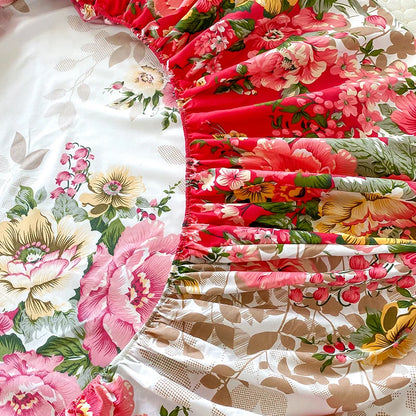 Elegant Botanical Reactive Print Fitted Sheet