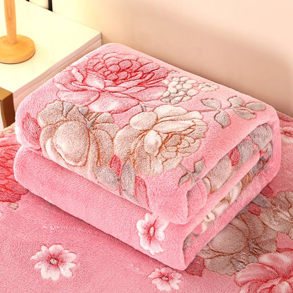Vintage Floral Plush Fleece Throw