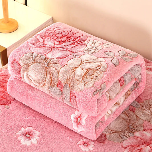 Vintage Floral Plush Fleece Throw