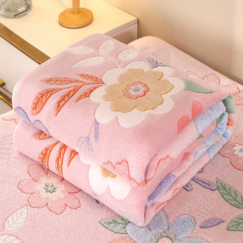 Vintage Floral Plush Fleece Throw