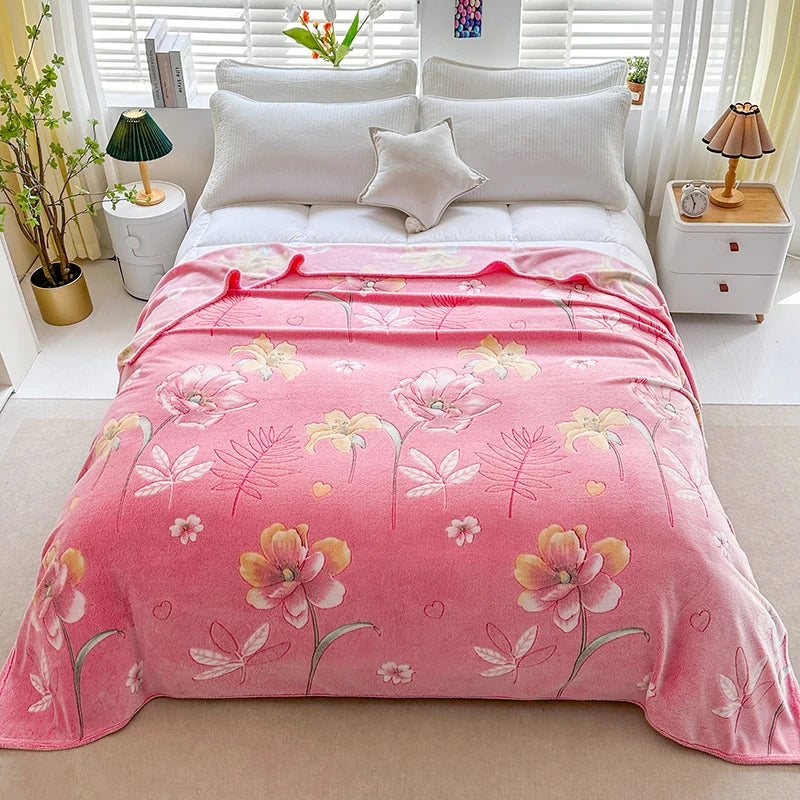 Vintage Floral Plush Fleece Throw