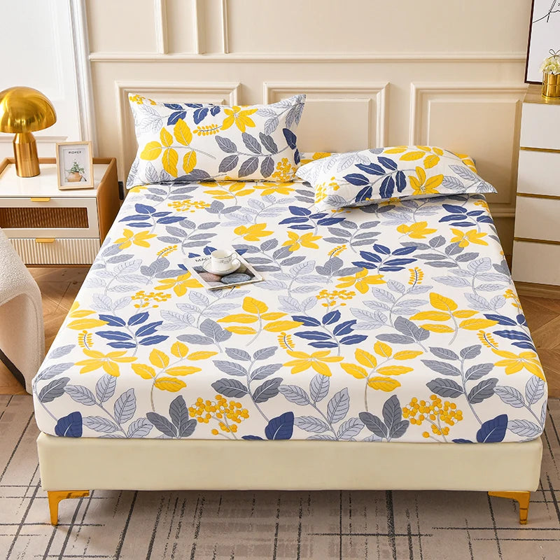 Elegant Botanical Reactive Print Fitted Sheet