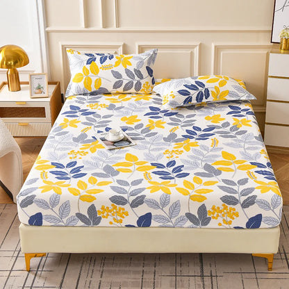 Elegant Botanical Reactive Print Fitted Sheet