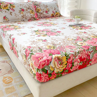 Elegant Botanical Reactive Print Fitted Sheet