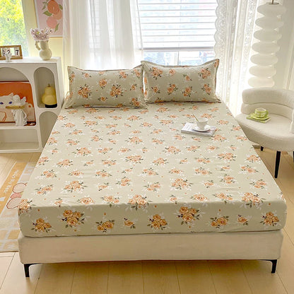 Elegant Botanical Reactive Print Fitted Sheet