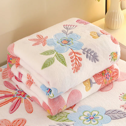 Vintage Floral Plush Fleece Throw