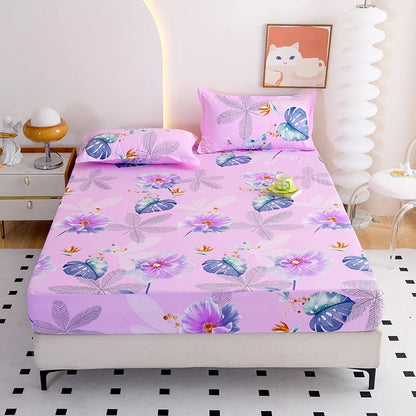 Elegant Botanical Reactive Print Fitted Sheet