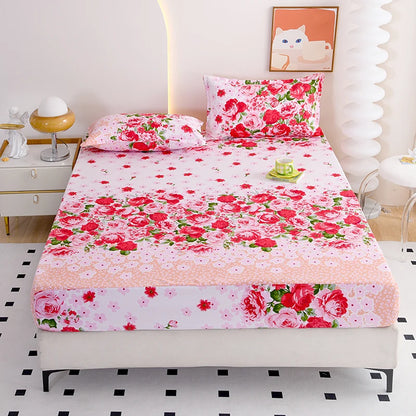 Elegant Botanical Reactive Print Fitted Sheet