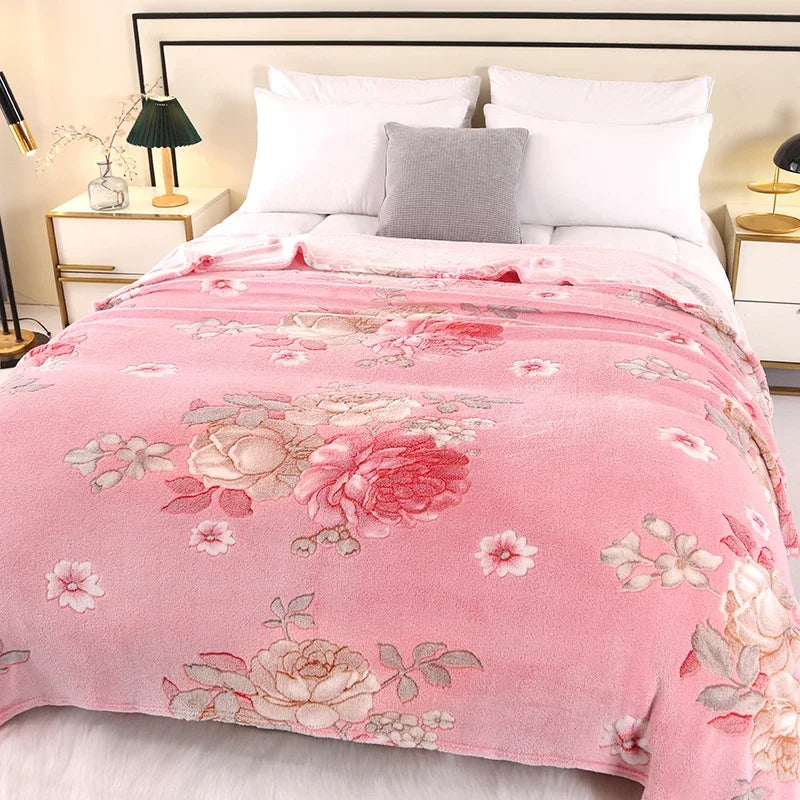 Vintage Floral Plush Fleece Throw