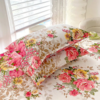 Elegant Botanical Reactive Print Fitted Sheet