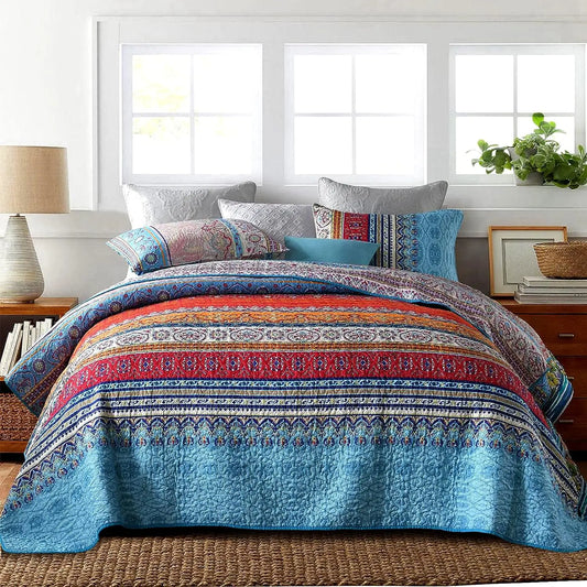 Reversible Bohemian Cotton Quilt Set