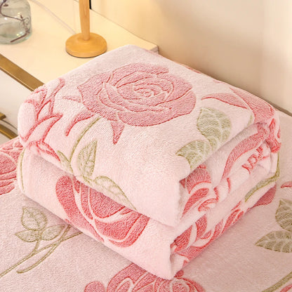 Vintage Floral Plush Fleece Throw