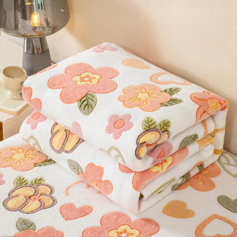 Vintage Floral Plush Fleece Throw
