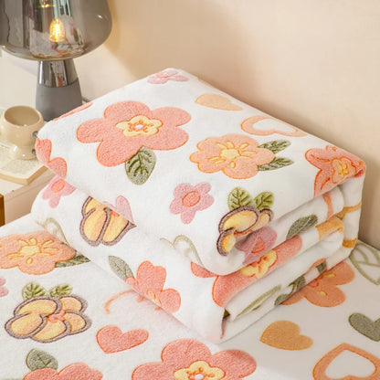 Vintage Floral Plush Fleece Throw