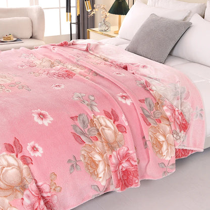 Vintage Floral Plush Fleece Throw