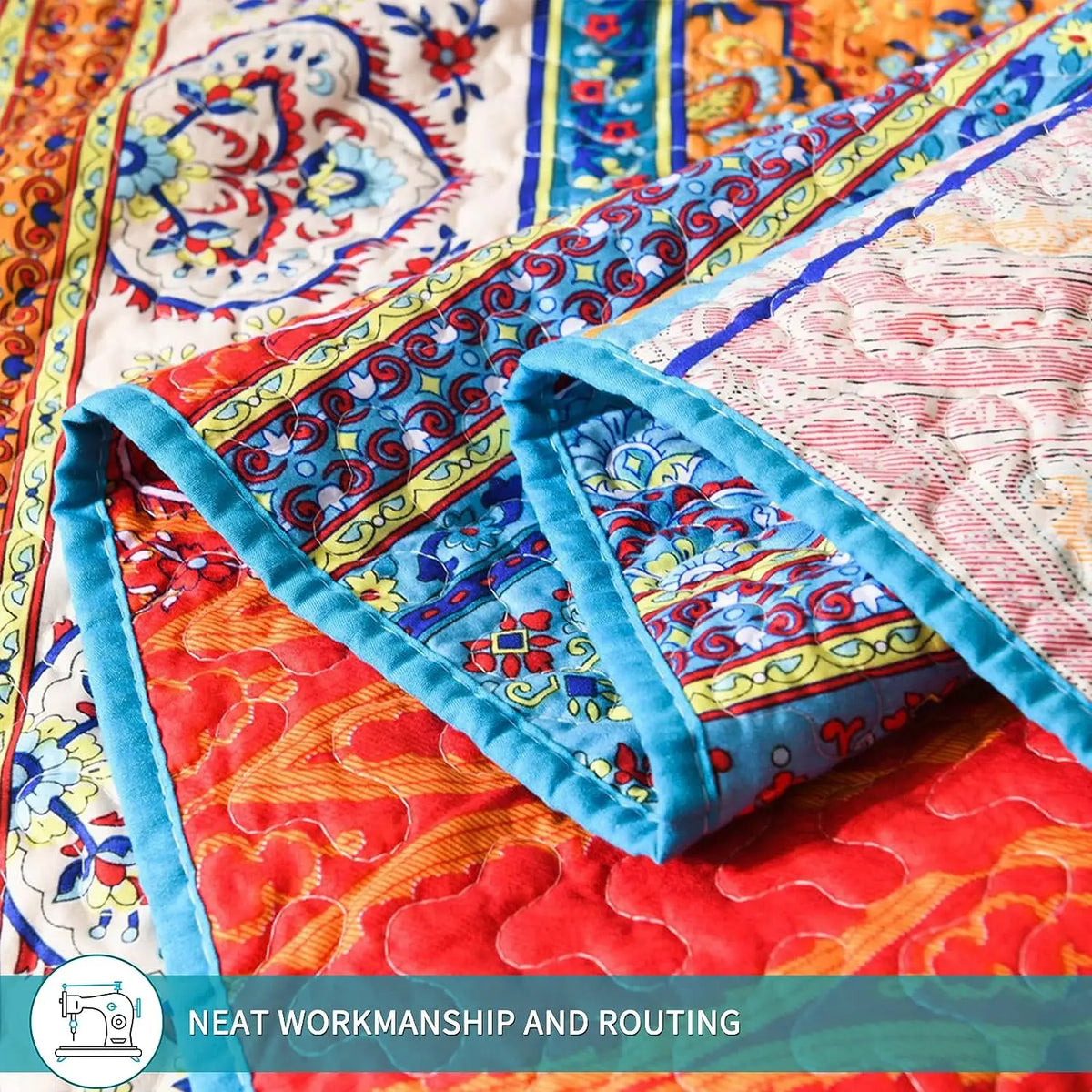 Reversible Bohemian Cotton Quilt Set