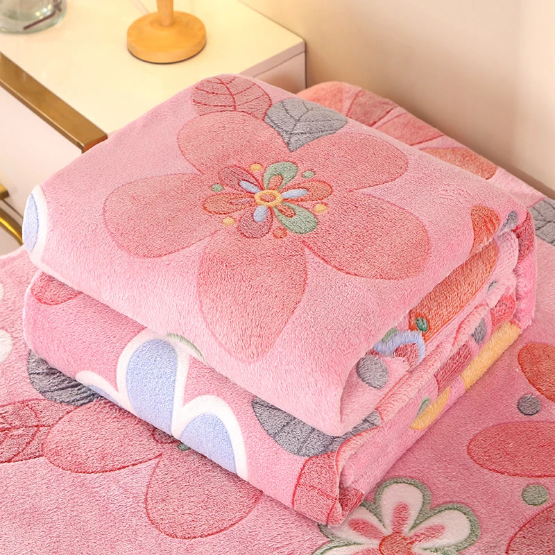 Vintage Floral Plush Fleece Throw