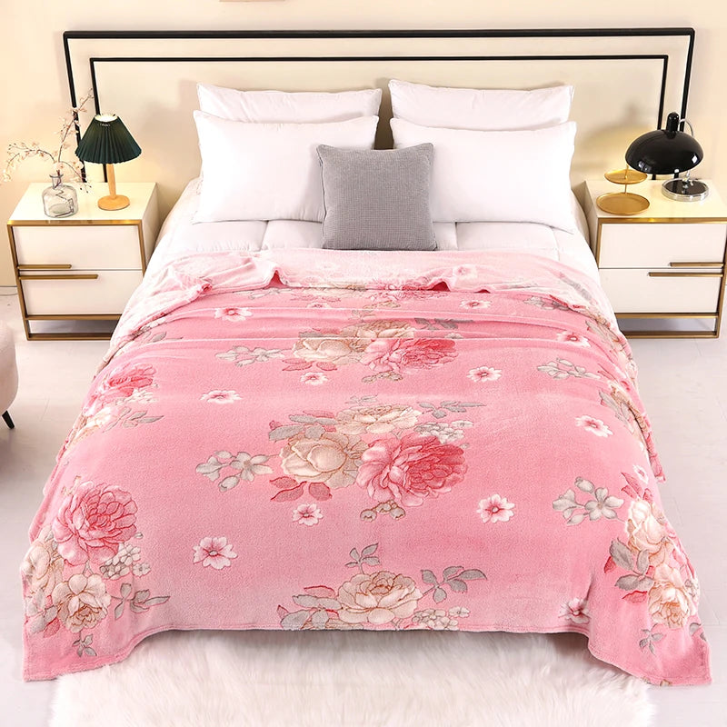 Vintage Floral Plush Fleece Throw