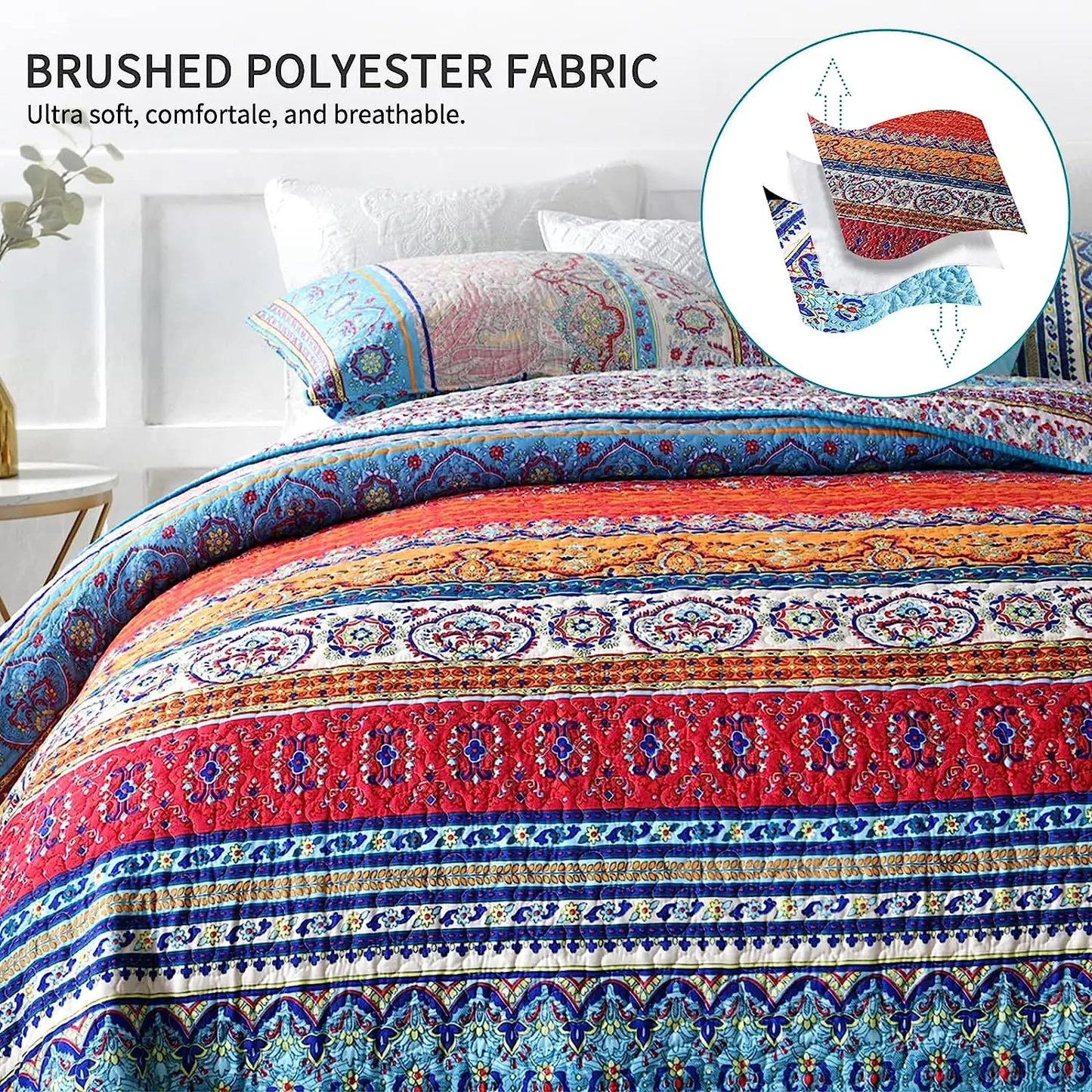 Reversible Bohemian Cotton Quilt Set