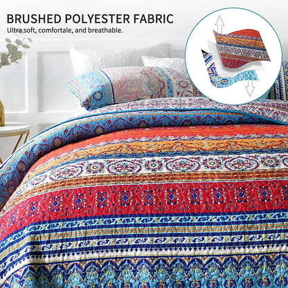 Reversible Bohemian Cotton Quilt Set