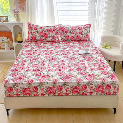 Elegant Botanical Reactive Print Fitted Sheet